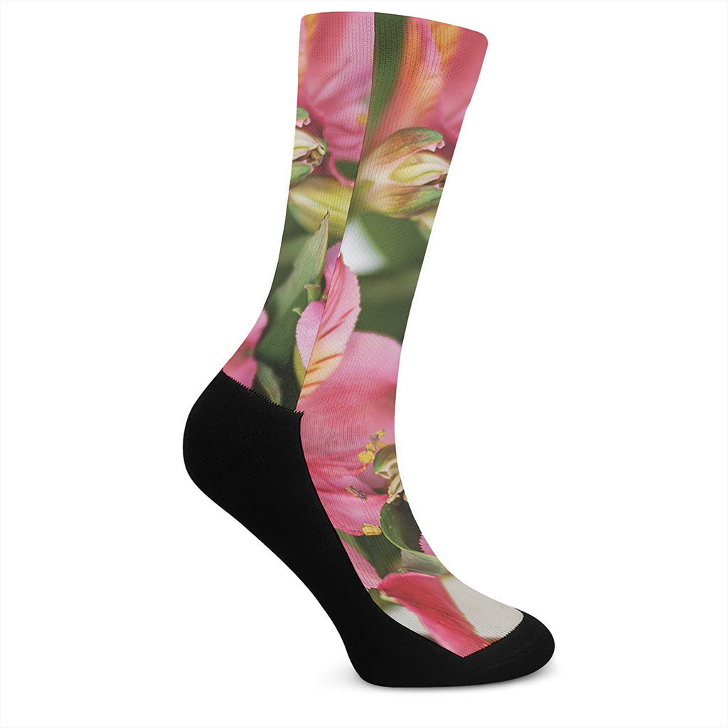 Alstroemeria Flower Print Crew Socks