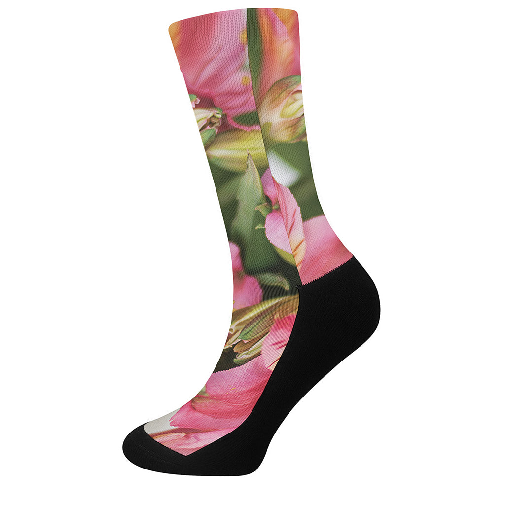 Alstroemeria Flower Print Crew Socks