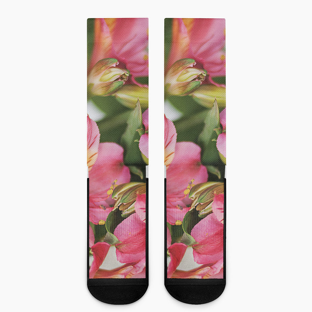 Alstroemeria Flower Print Crew Socks