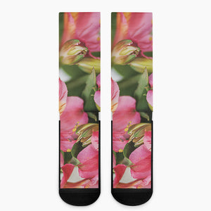 Alstroemeria Flower Print Crew Socks