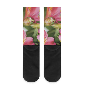 Alstroemeria Flower Print Crew Socks