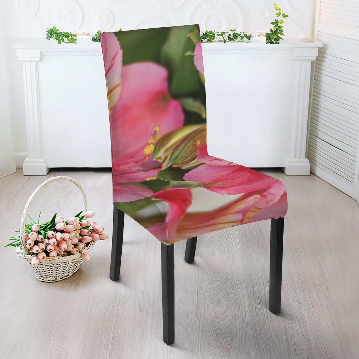 Alstroemeria Flower Print Dining Chair Slipcover