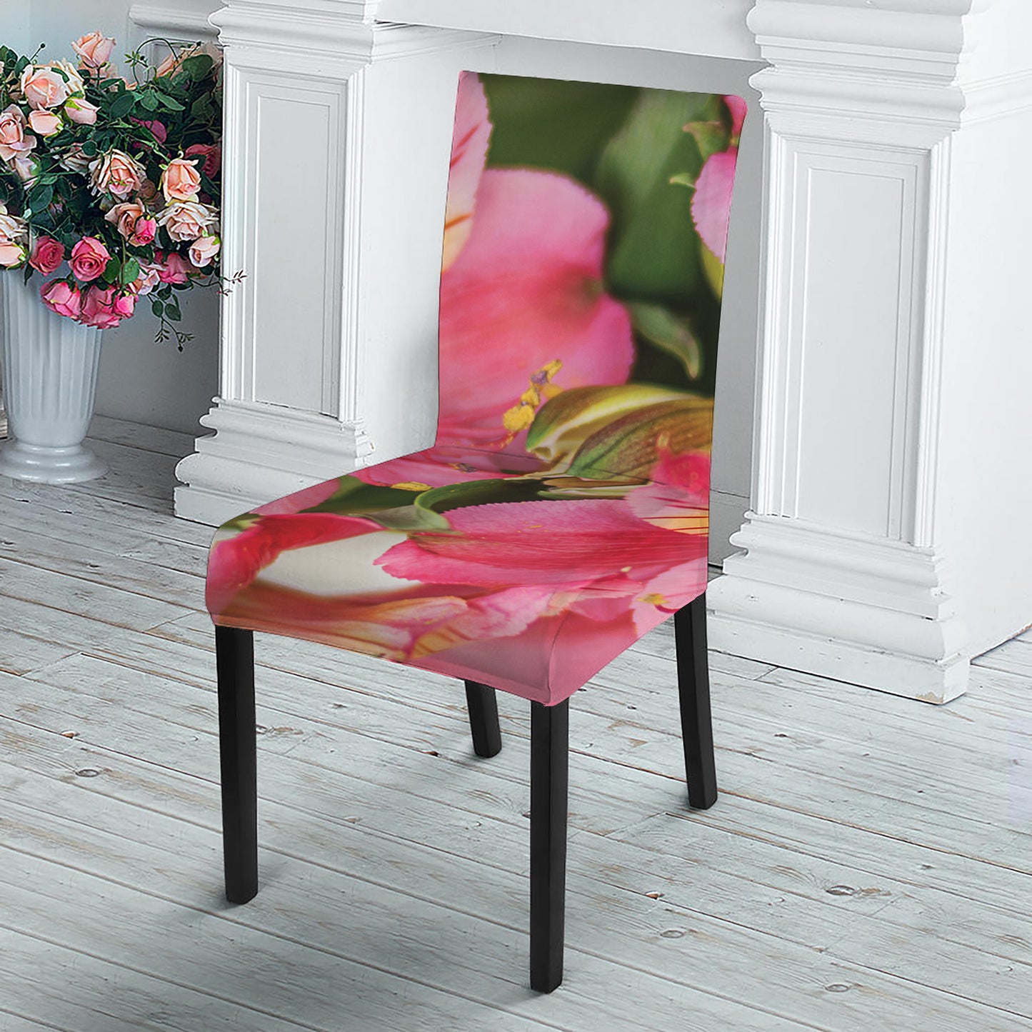 Alstroemeria Flower Print Dining Chair Slipcover
