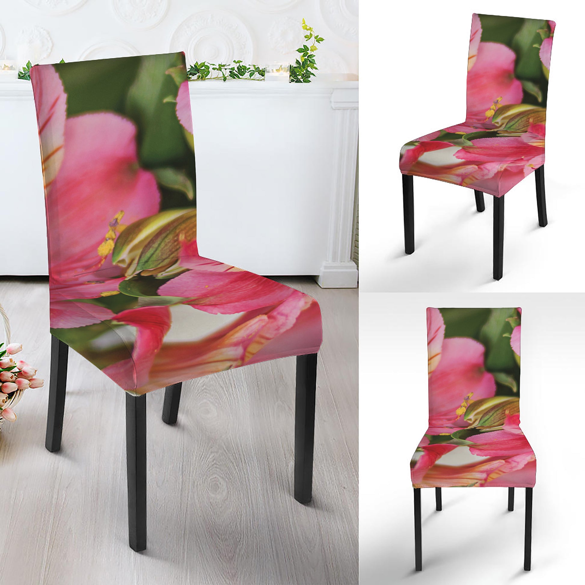 Alstroemeria Flower Print Dining Chair Slipcover