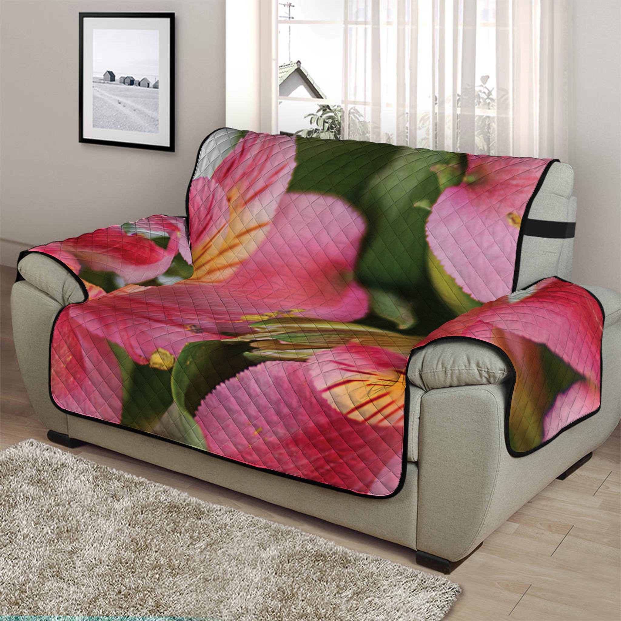 Alstroemeria Flower Print Half Sofa Protector