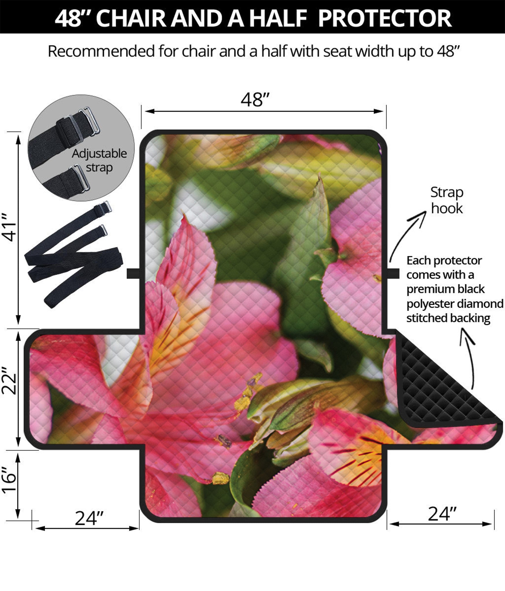 Alstroemeria Flower Print Half Sofa Protector