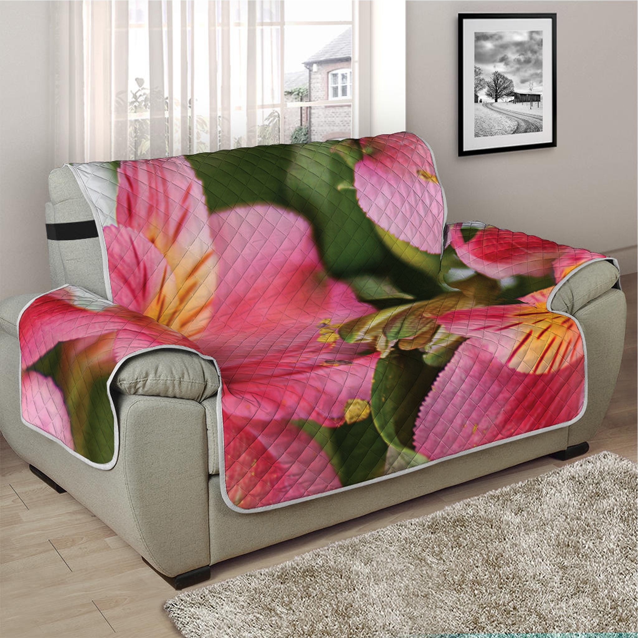 Alstroemeria Flower Print Half Sofa Protector