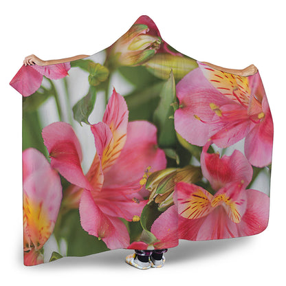 Alstroemeria Flower Print Hooded Blanket