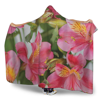 Alstroemeria Flower Print Hooded Blanket