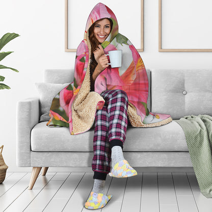 Alstroemeria Flower Print Hooded Blanket