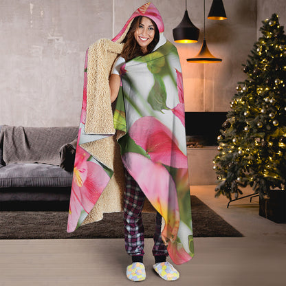 Alstroemeria Flower Print Hooded Blanket