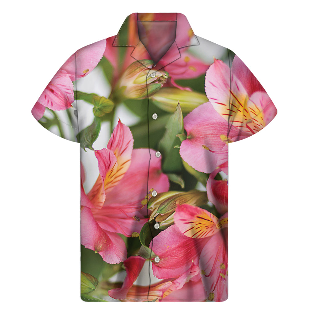 Alstroemeria Flower Print Men's Short Sleeve Shirt