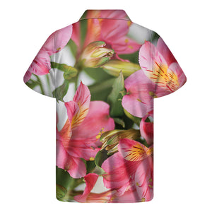 Alstroemeria Flower Print Men's Short Sleeve Shirt