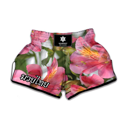 Alstroemeria Flower Print Muay Thai Boxing Shorts
