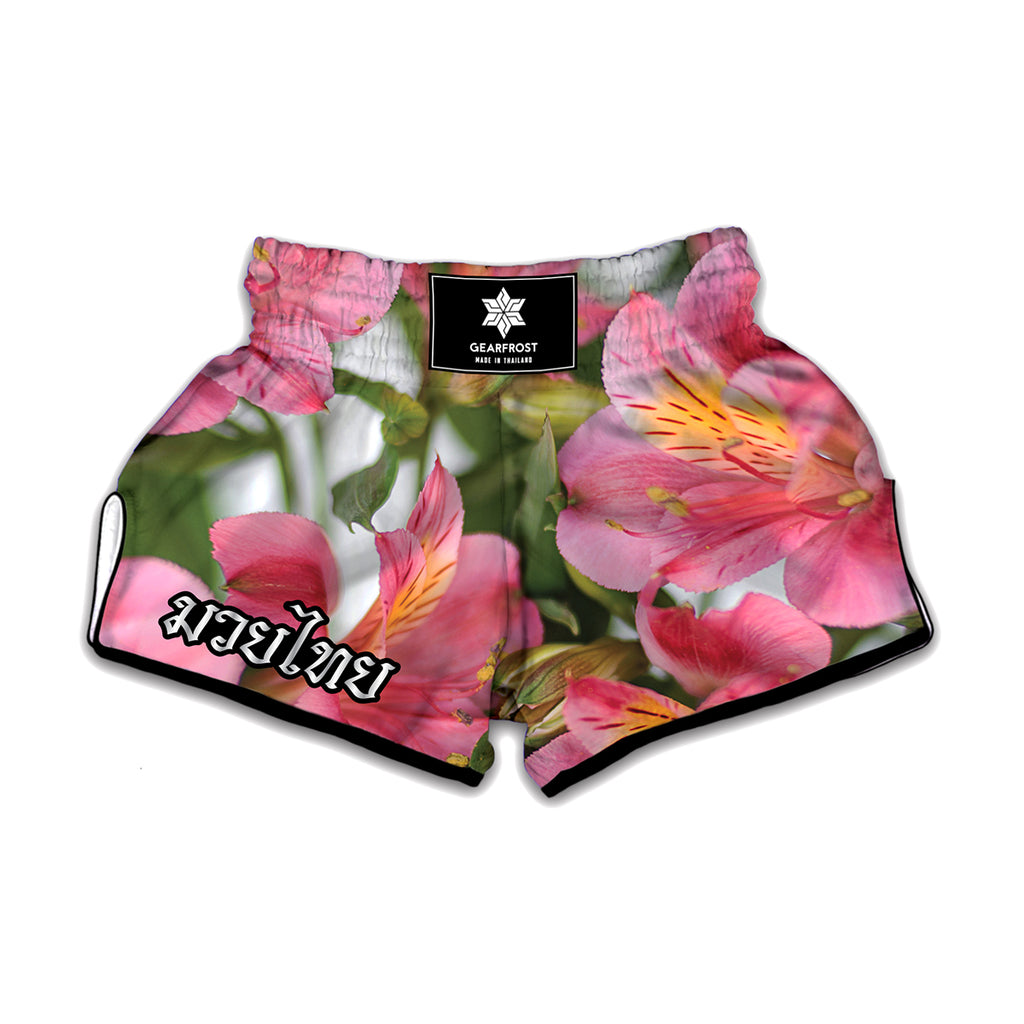 Alstroemeria Flower Print Muay Thai Boxing Shorts