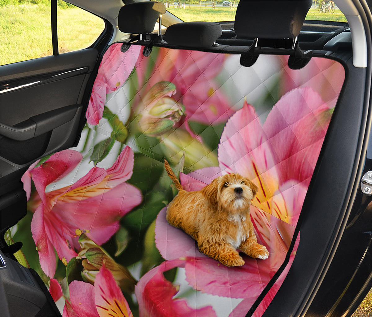 Alstroemeria Flower Print Pet Car Back Seat Cover