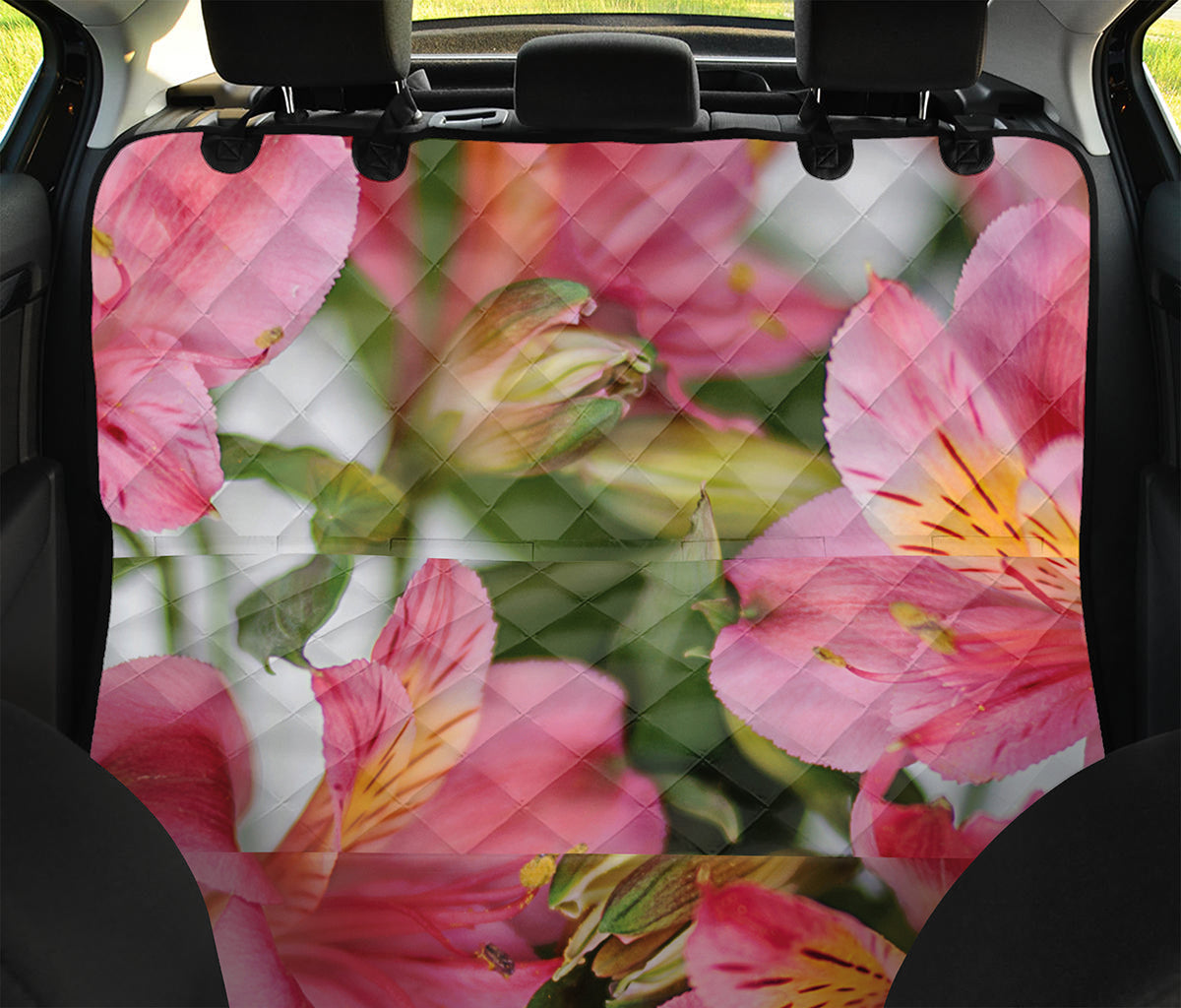Alstroemeria Flower Print Pet Car Back Seat Cover