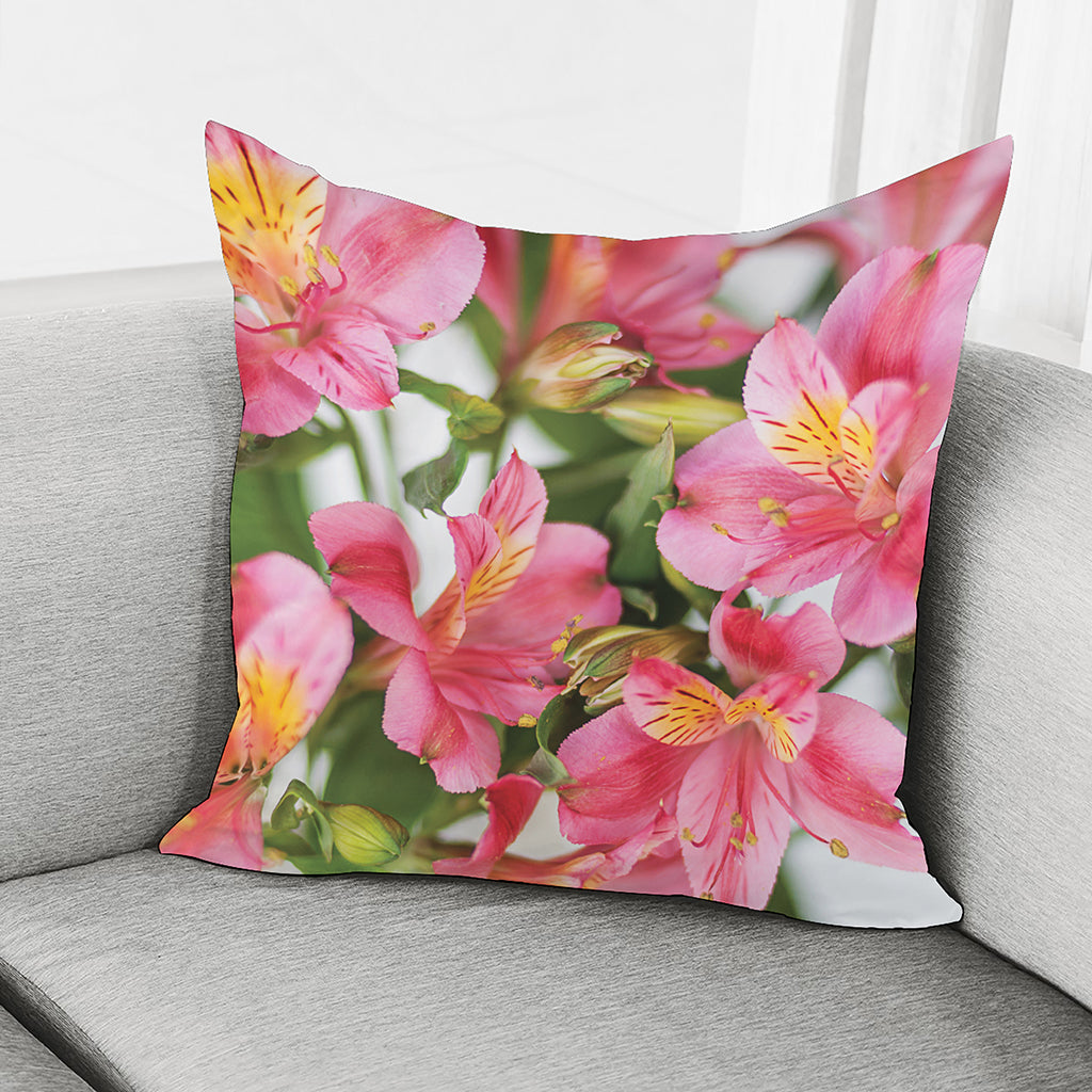Alstroemeria Flower Print Pillow Cover