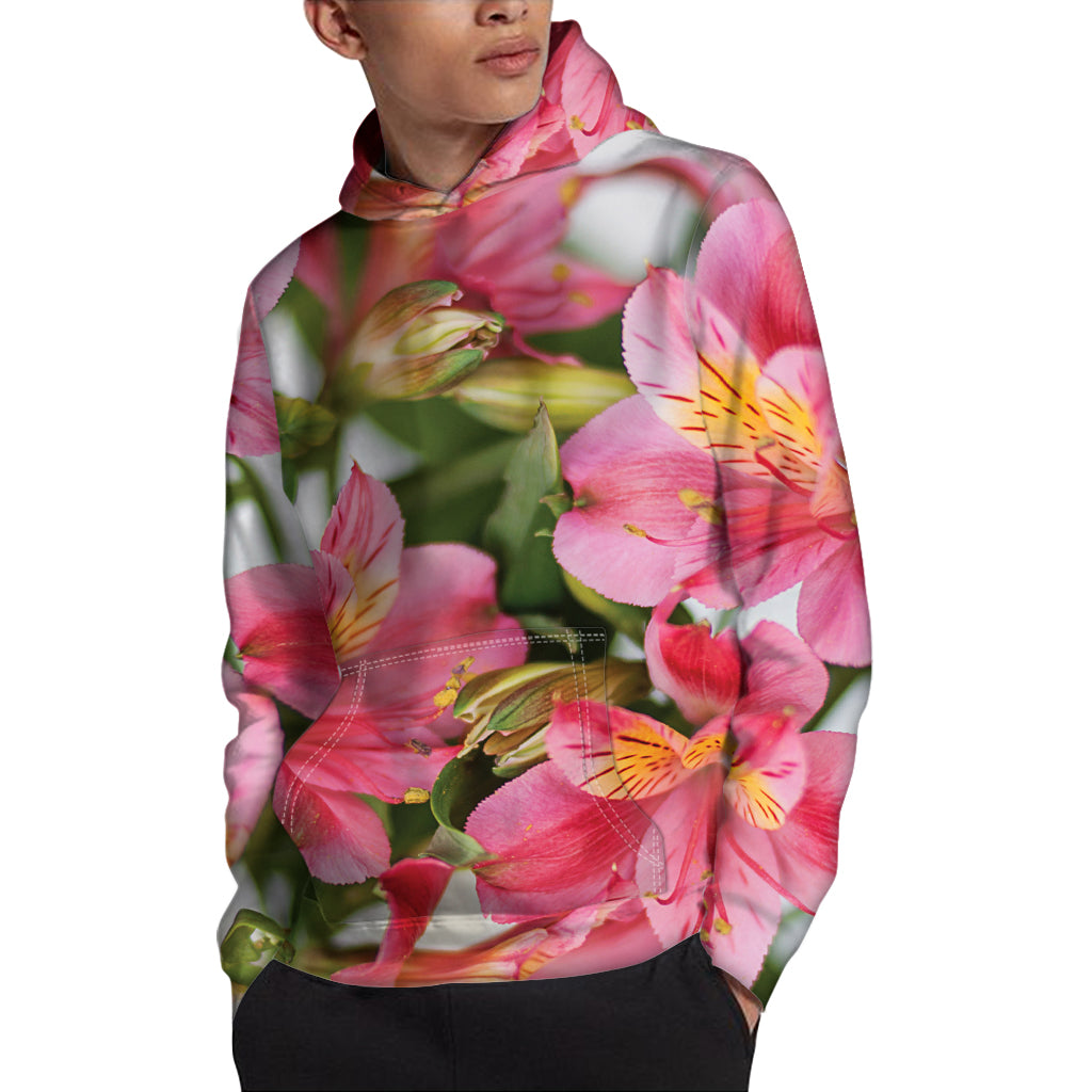 Alstroemeria Flower Print Pullover Hoodie