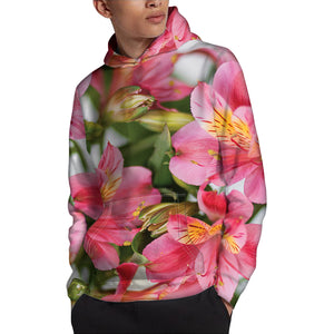 Alstroemeria Flower Print Pullover Hoodie