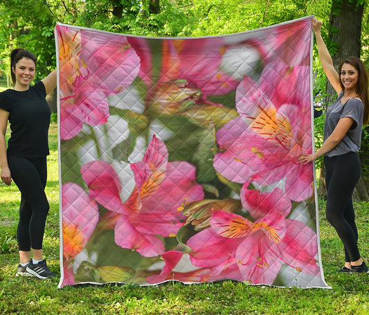 Alstroemeria Flower Print Quilt