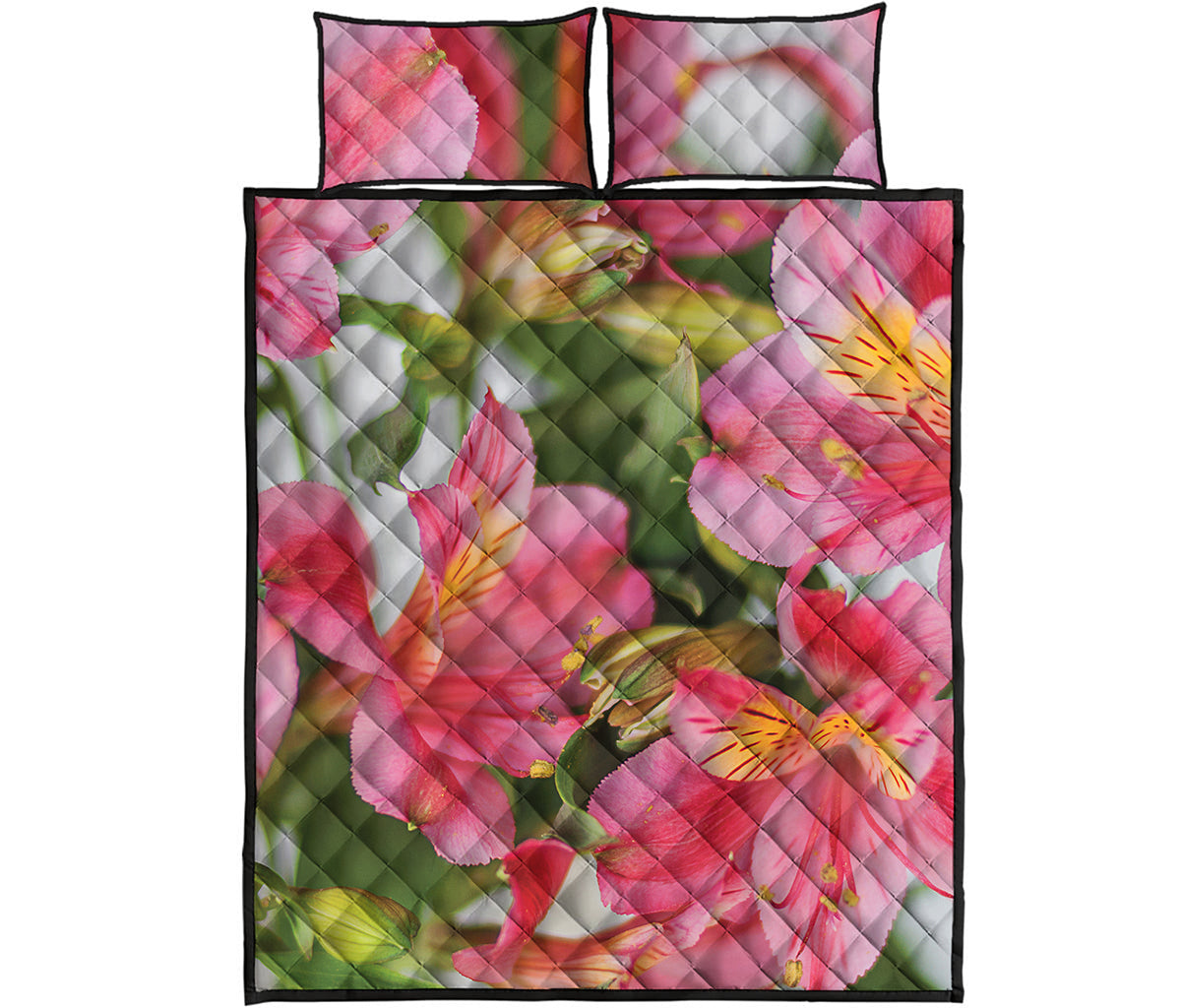Alstroemeria Flower Print Quilt Bed Set