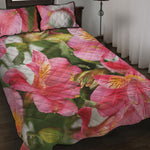 Alstroemeria Flower Print Quilt Bed Set