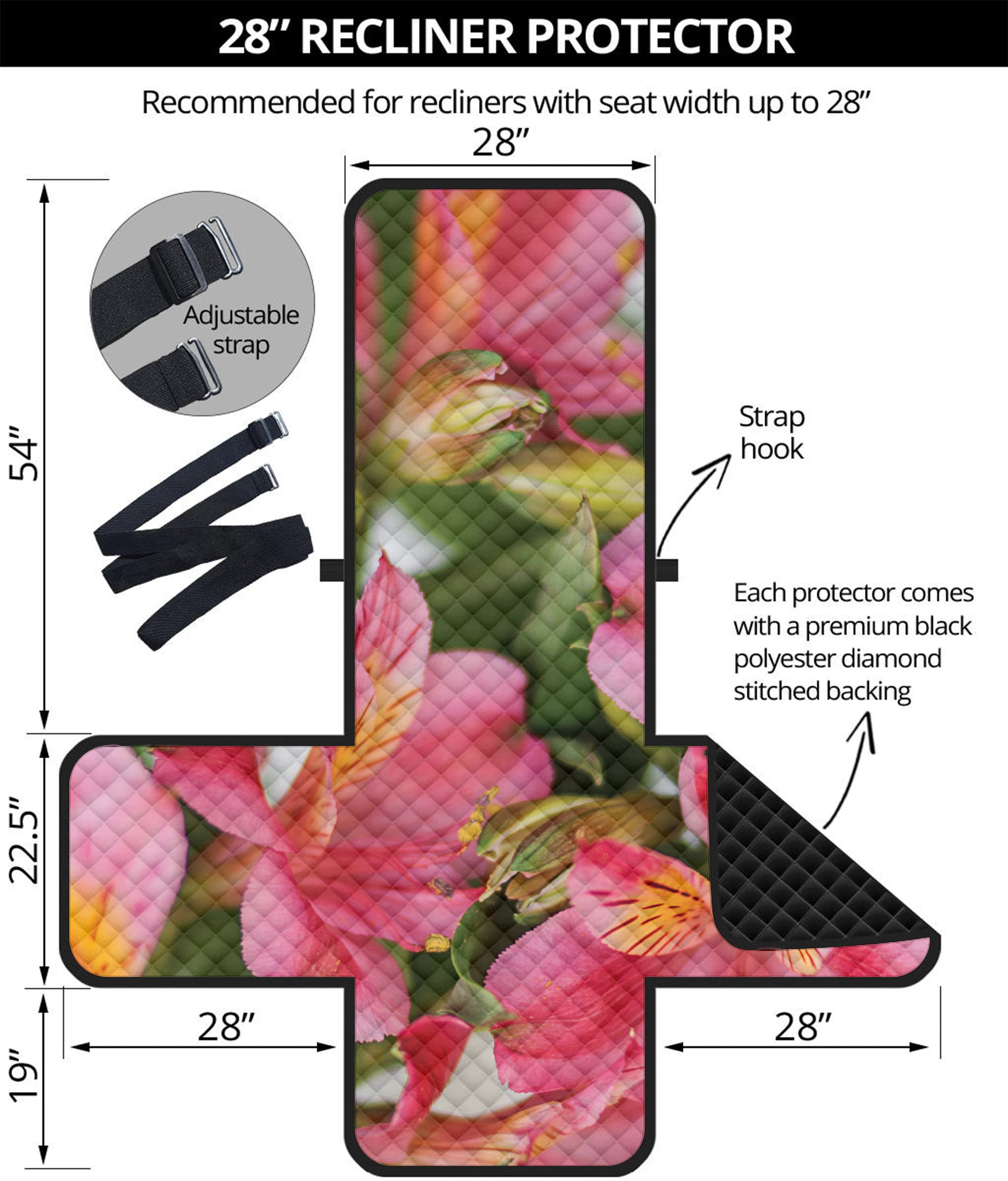 Alstroemeria Flower Print Recliner Protector