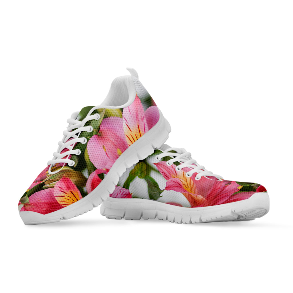 Alstroemeria Flower Print White Sneakers