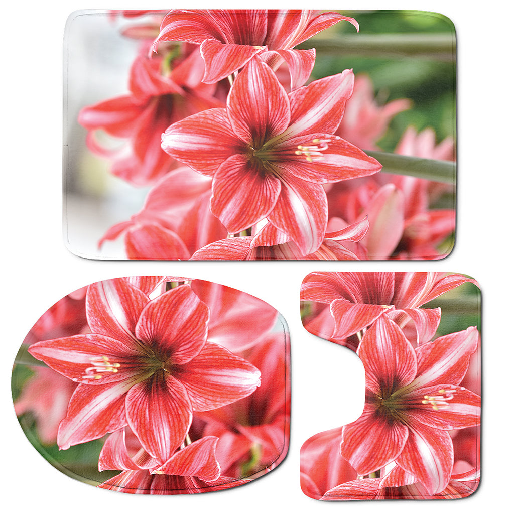 Amaryllis Flower Print 3 Piece Bath Mat Set