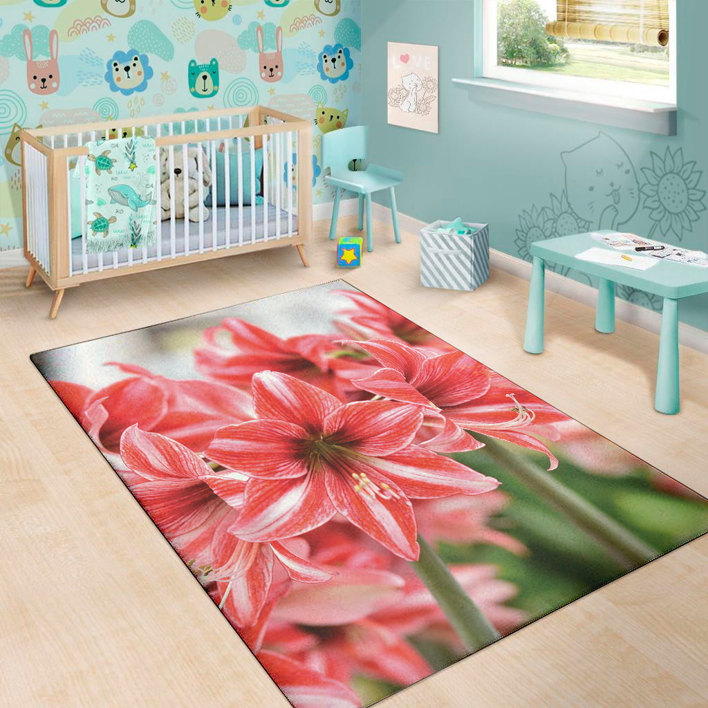 Amaryllis Flower Print Area Rug