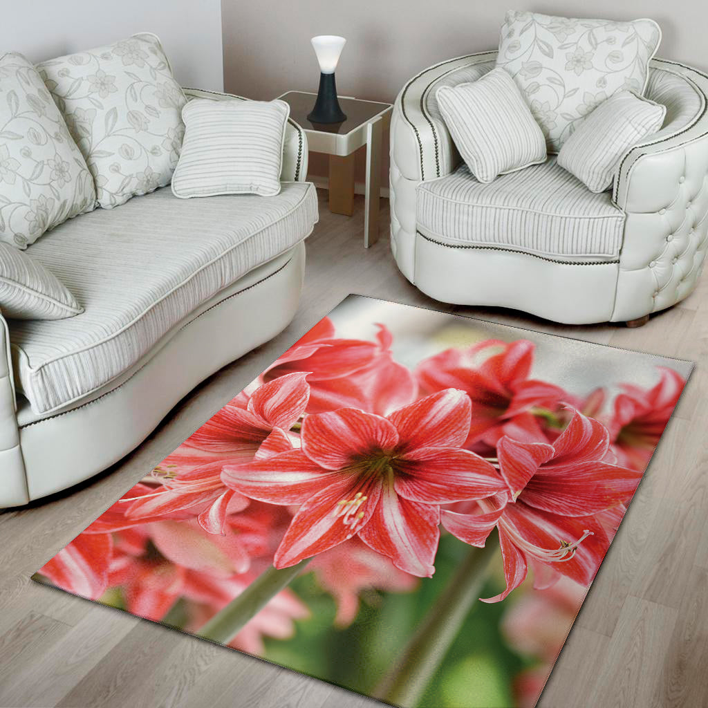 Amaryllis Flower Print Area Rug