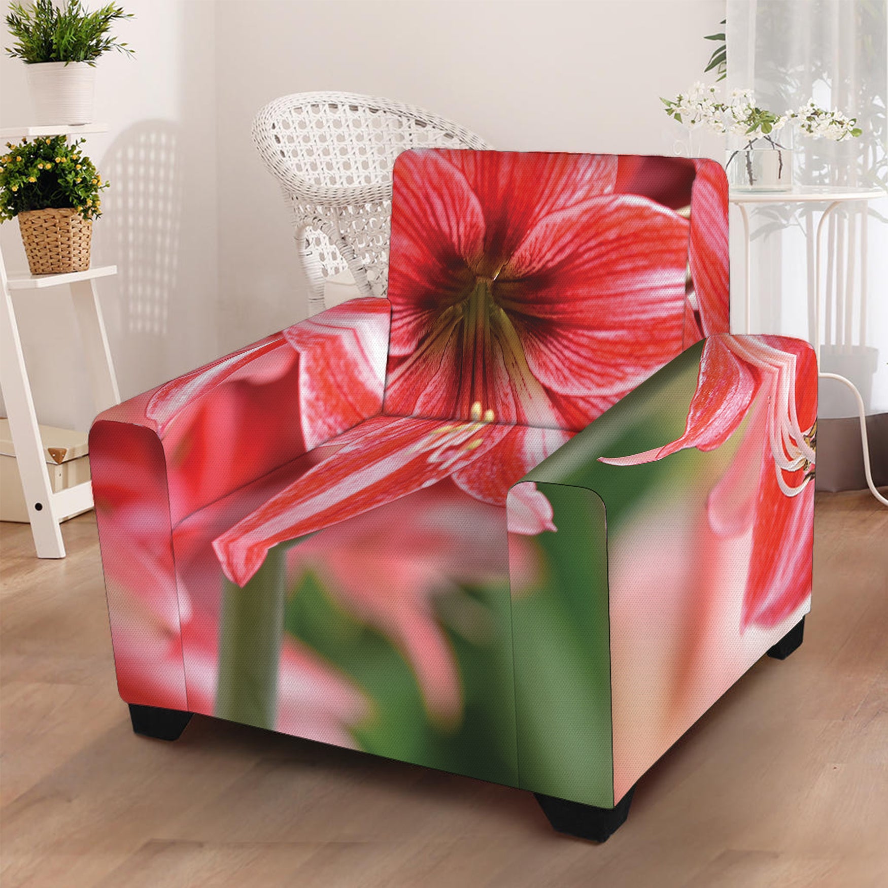 Amaryllis Flower Print Armchair Slipcover