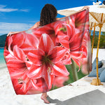 Amaryllis Flower Print Beach Sarong Wrap
