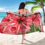 Amaryllis Flower Print Beach Sarong Wrap