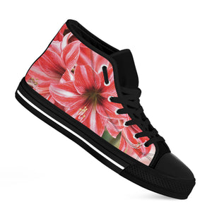 Amaryllis Flower Print Black High Top Shoes