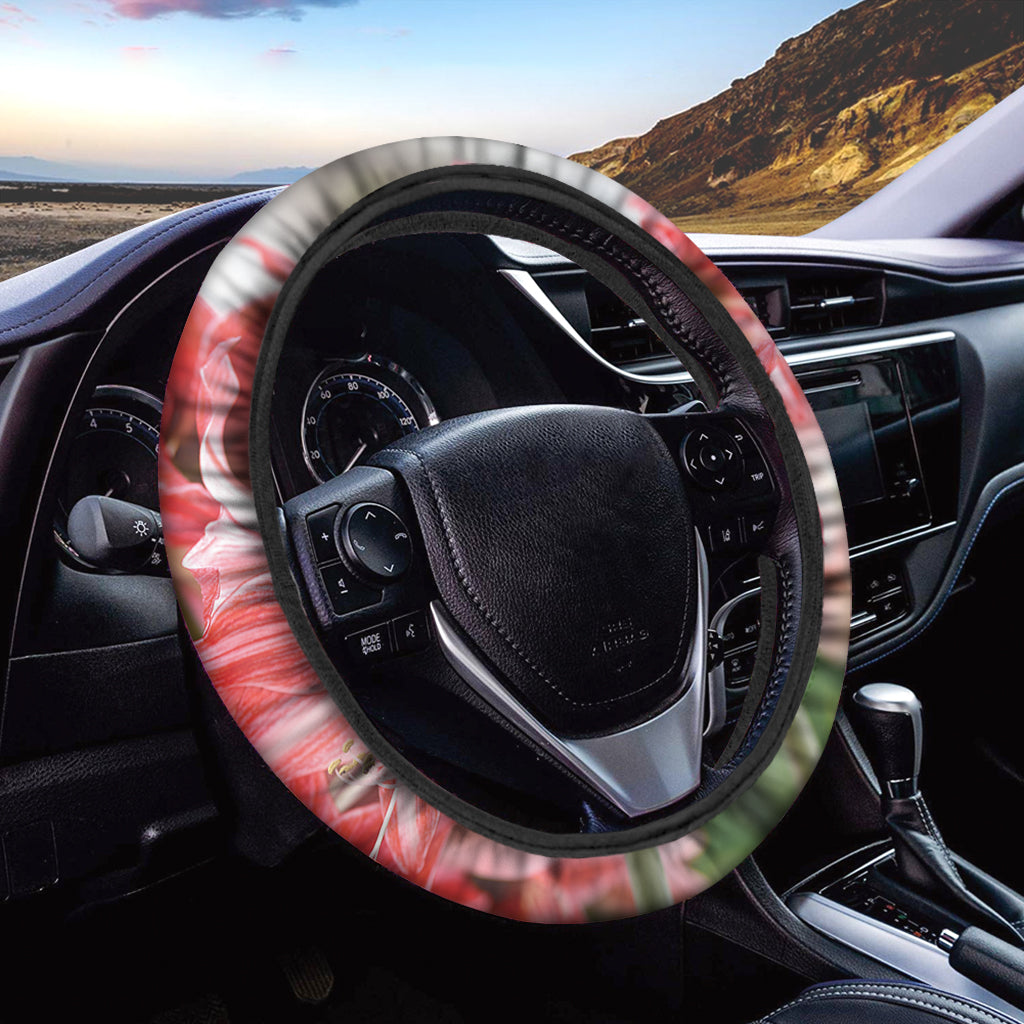 Amaryllis Flower Print Car Steering Wheel Cover