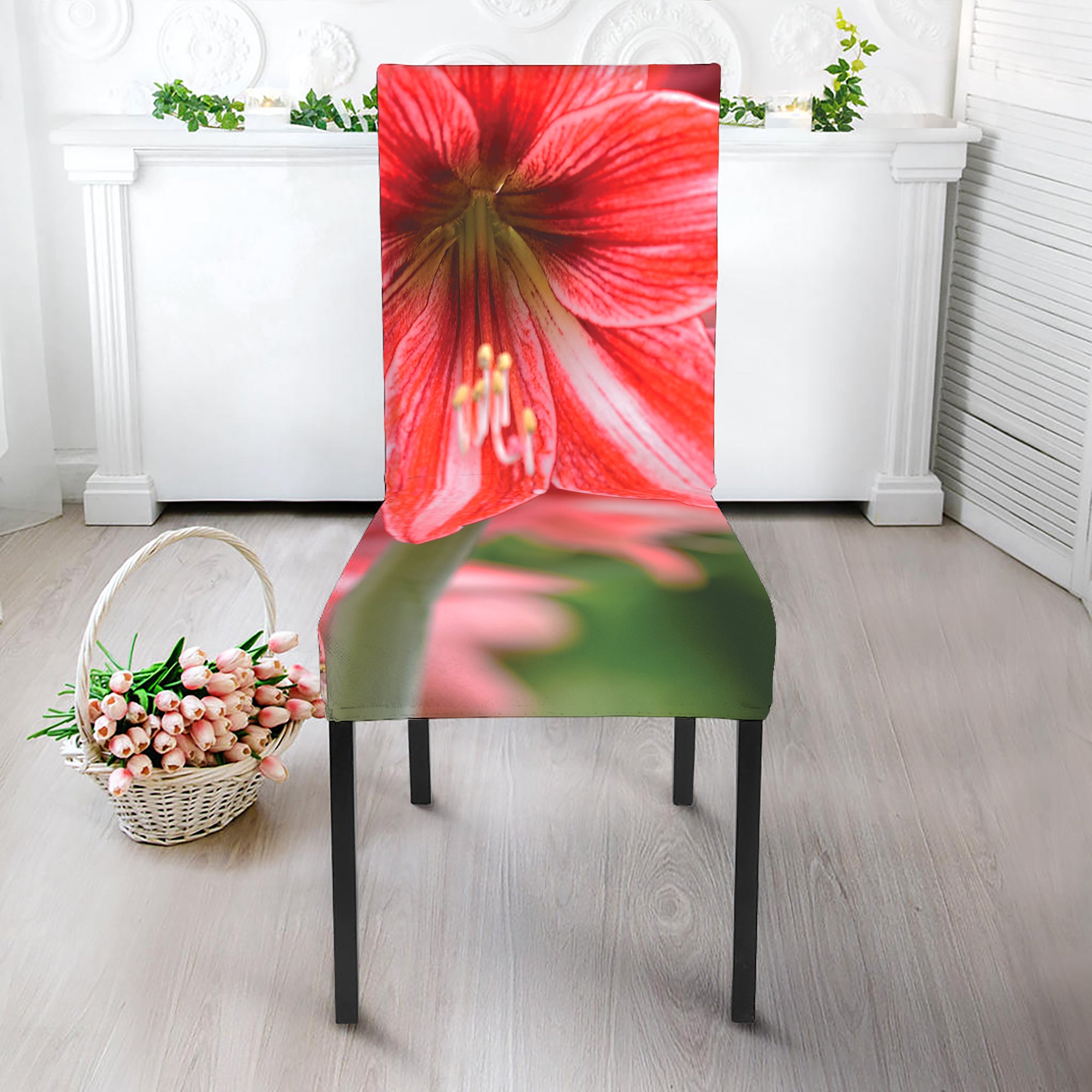 Amaryllis Flower Print Dining Chair Slipcover