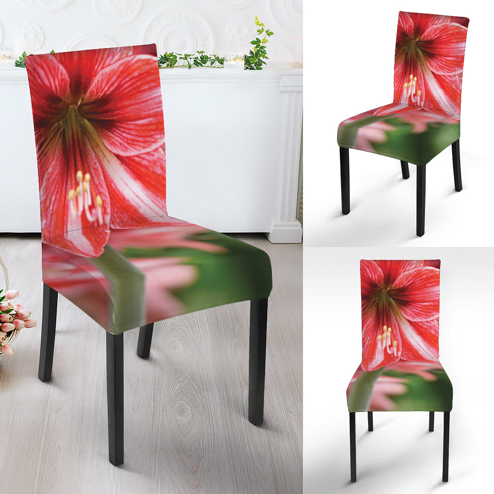 Amaryllis Flower Print Dining Chair Slipcover