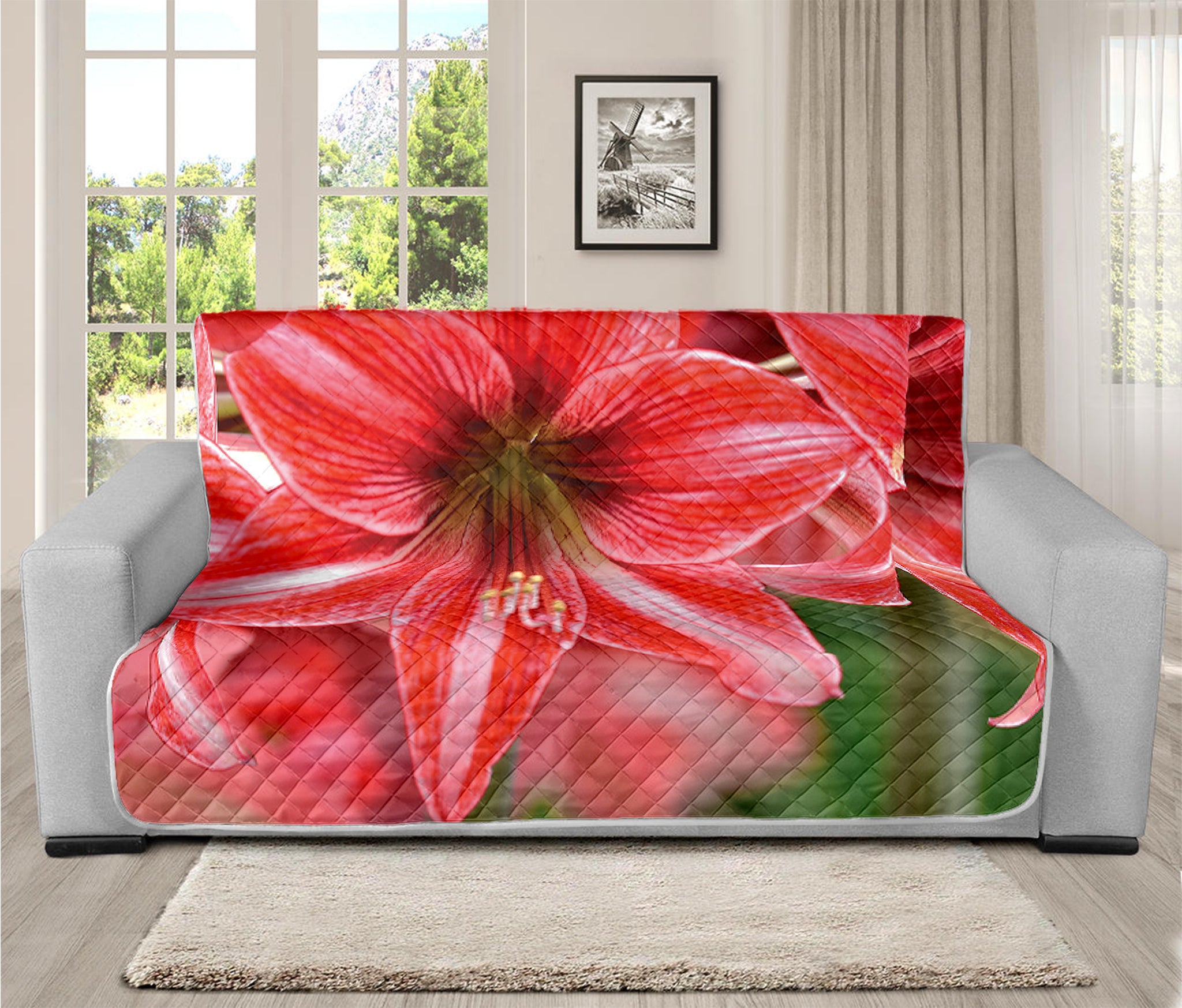 Amaryllis Flower Print Futon Protector