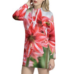 Amaryllis Flower Print Hoodie Dress