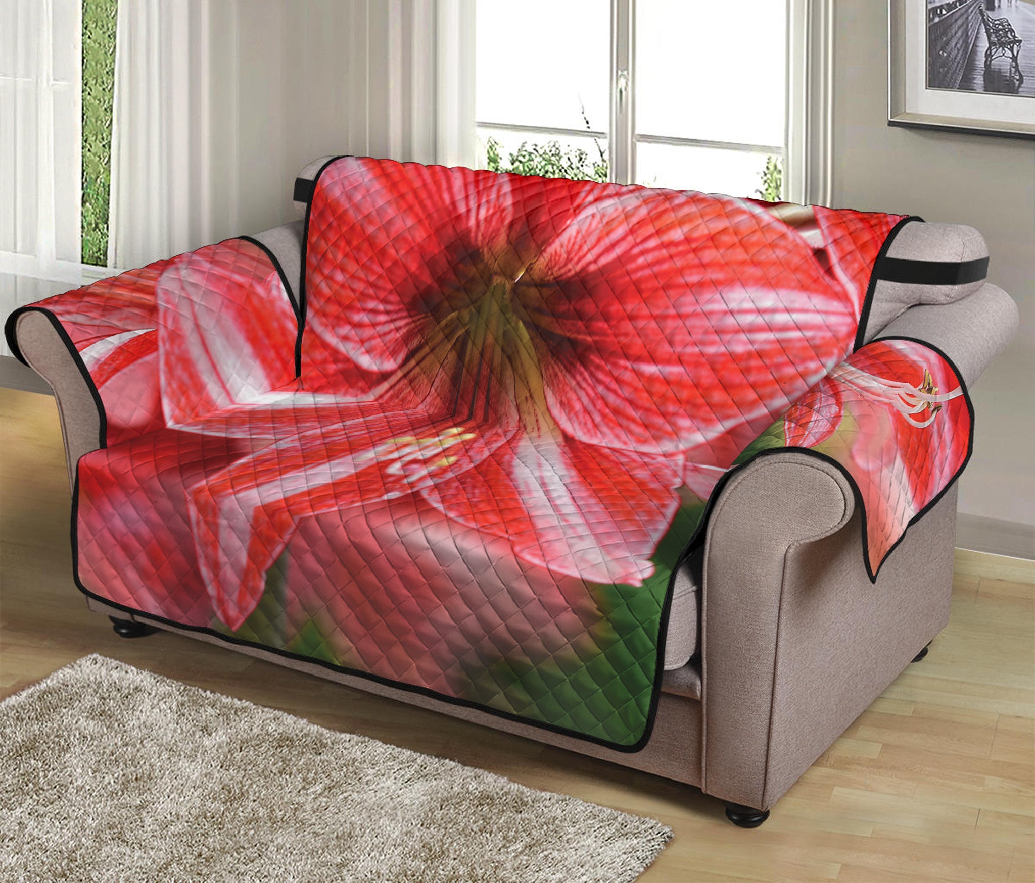 Amaryllis Flower Print Loveseat Protector