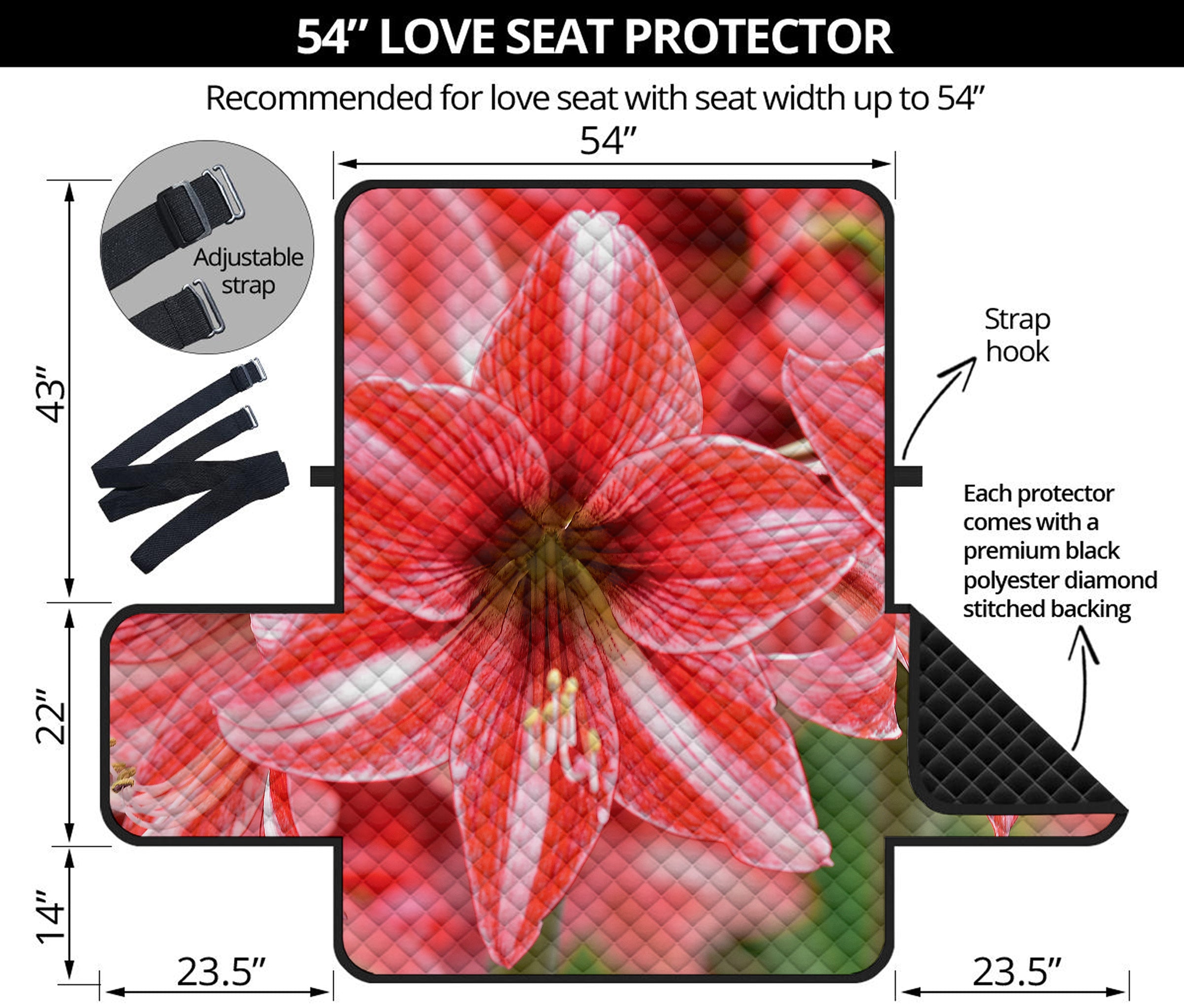 Amaryllis Flower Print Loveseat Protector