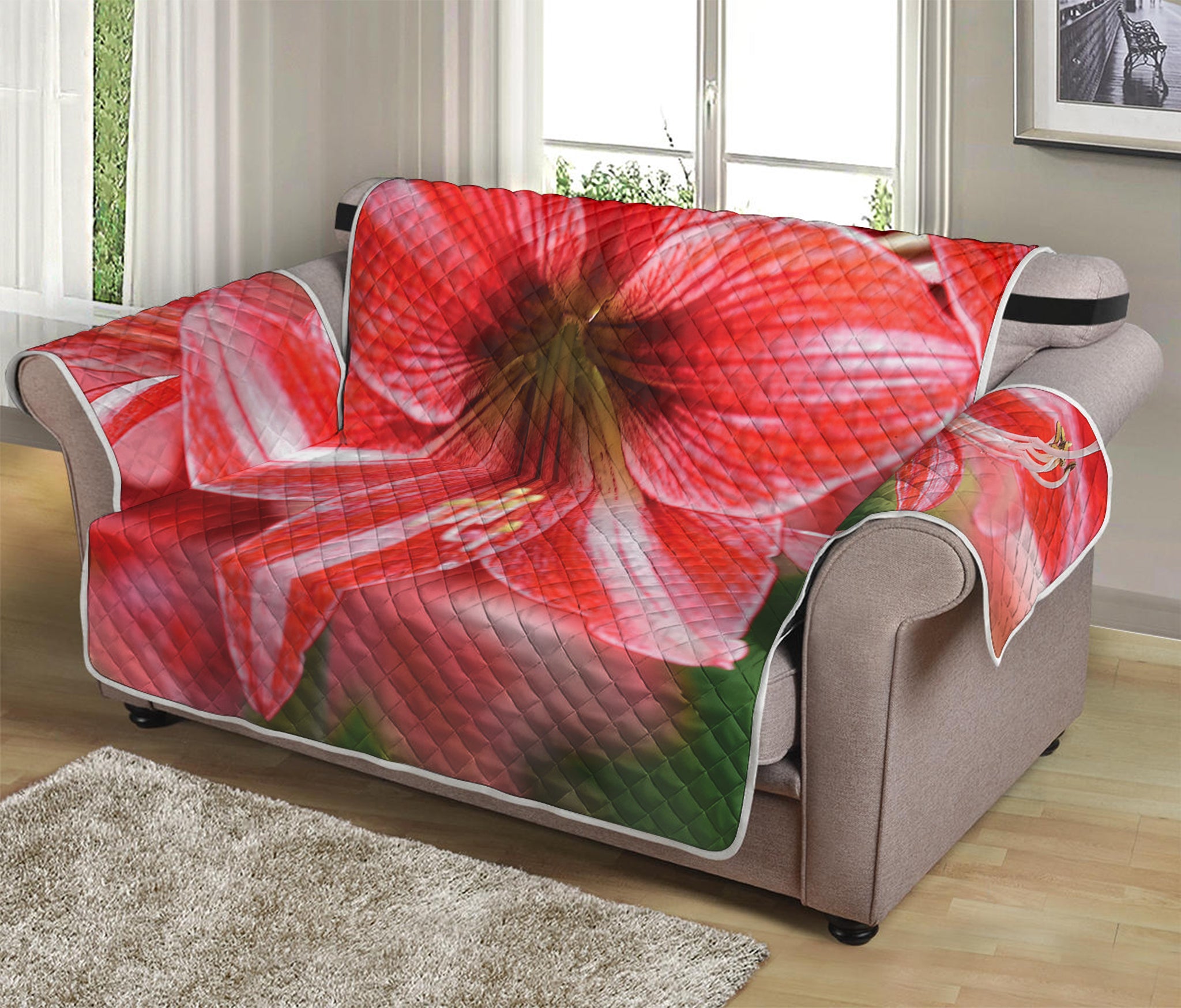 Amaryllis Flower Print Loveseat Protector