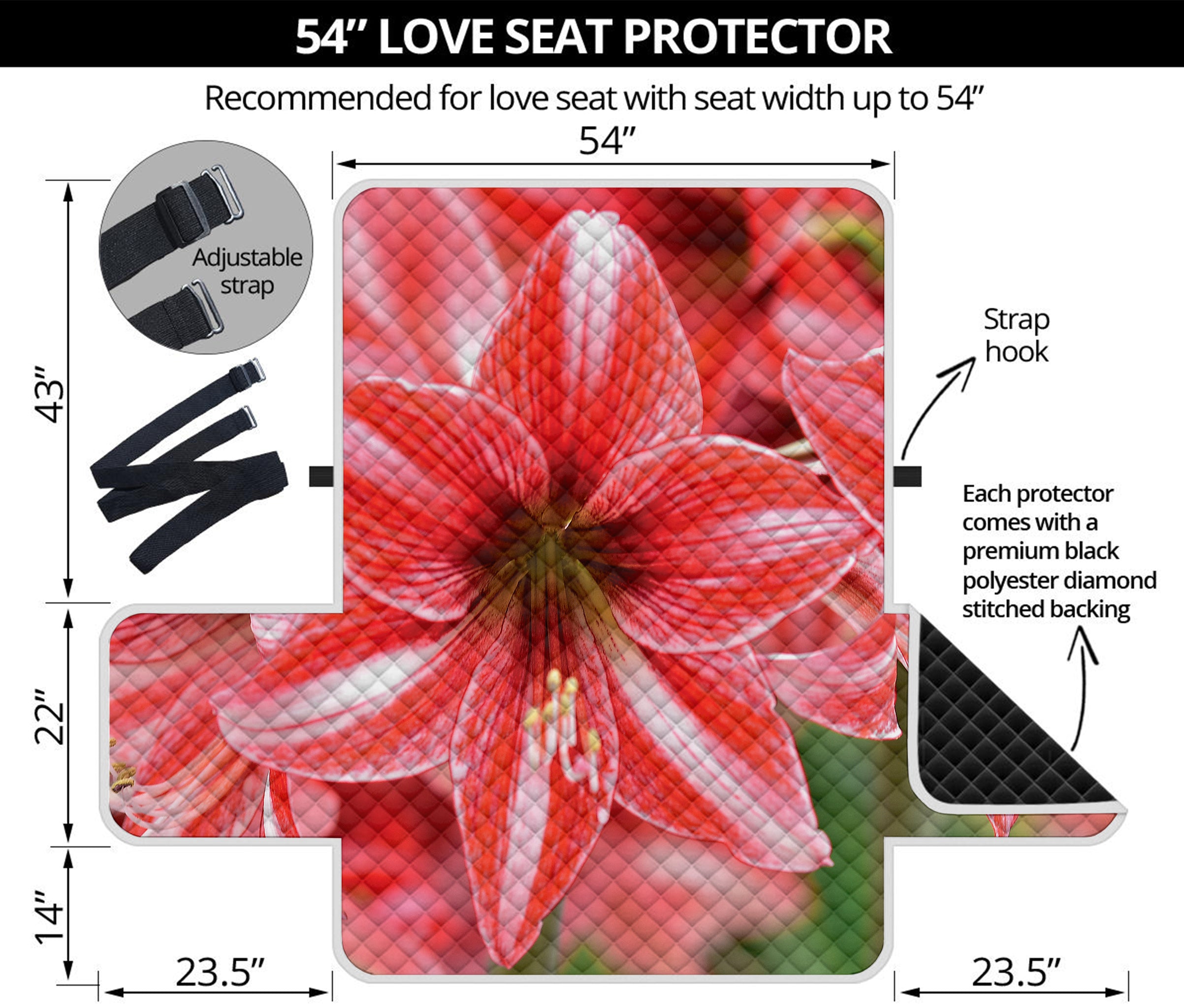 Amaryllis Flower Print Loveseat Protector