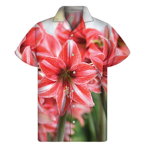 Amaryllis Flower Print Men's Short Sleeve Shirt