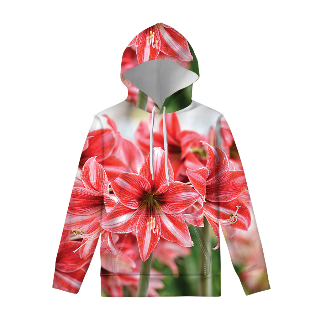 Amaryllis Flower Print Pullover Hoodie