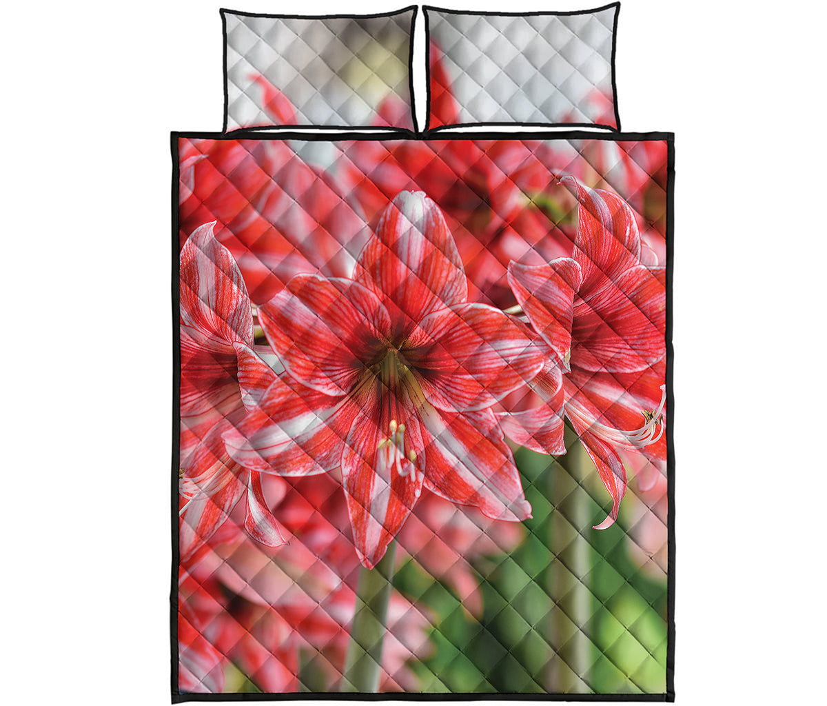 Amaryllis Flower Print Quilt Bed Set