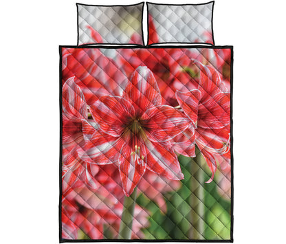 Amaryllis Flower Print Quilt Bed Set