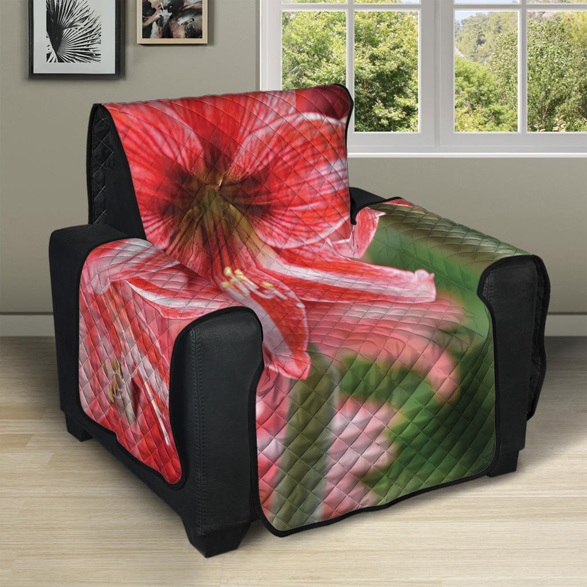 Amaryllis Flower Print Recliner Protector